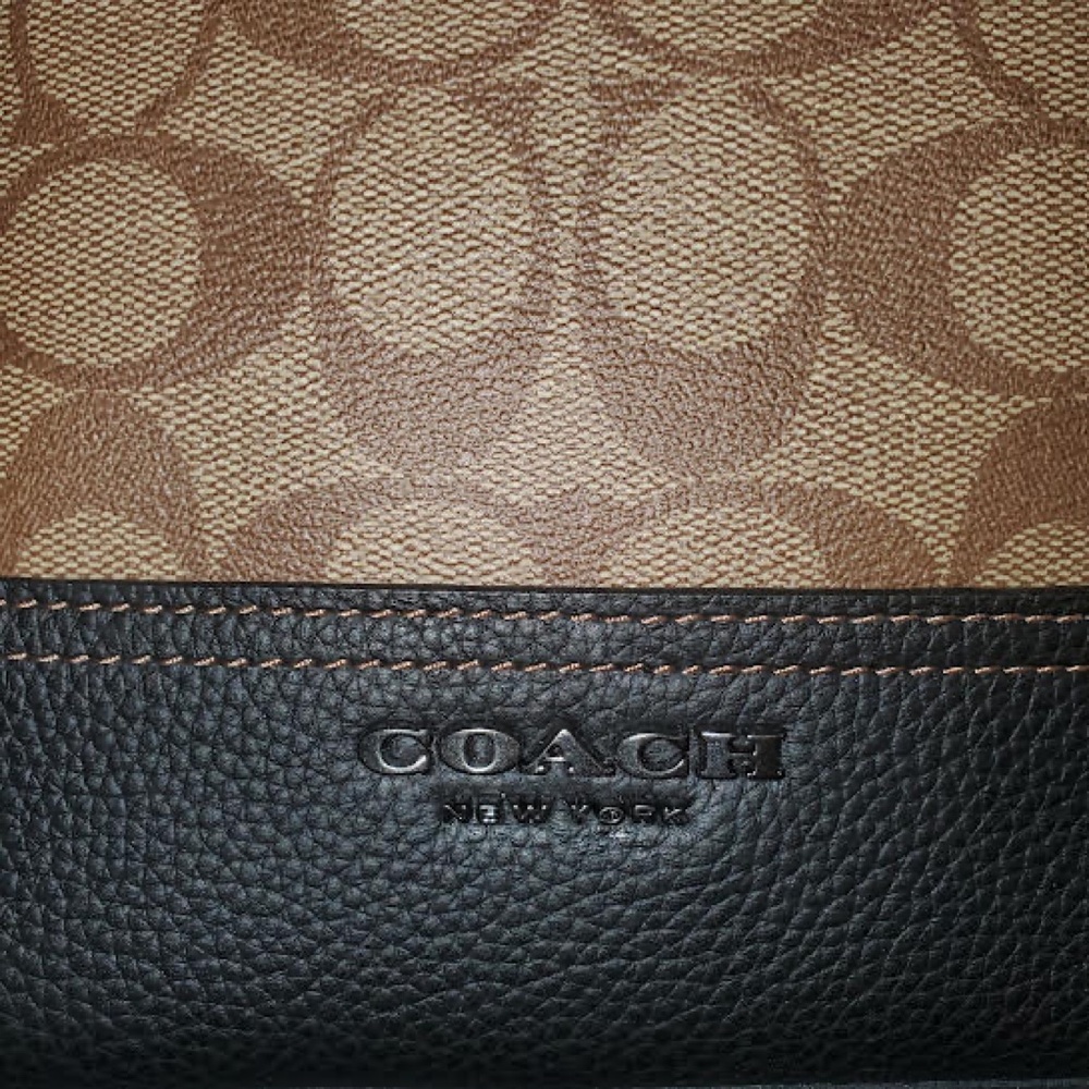 NWT COACH Signature Hudson Backpack in Colorblock Canvas Khaki/ Terracotta - Picture 2 of 14